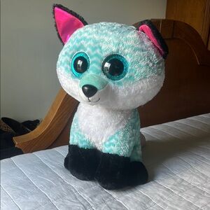 Plush Fox Toy with Teal and Pink Accents beanie boo